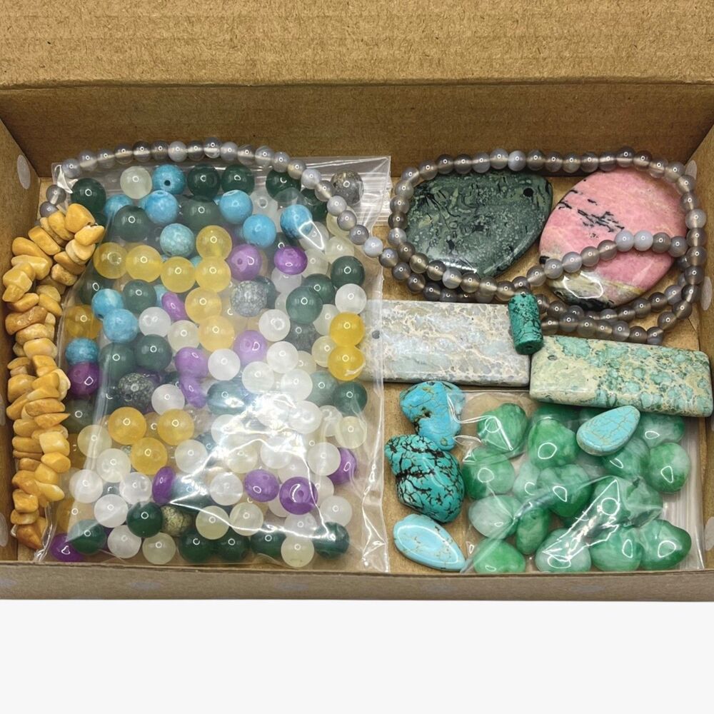 Mixed Lot Gemstone Glass Beads Jewelry Craft Boho Variety Stone Mineral DIY